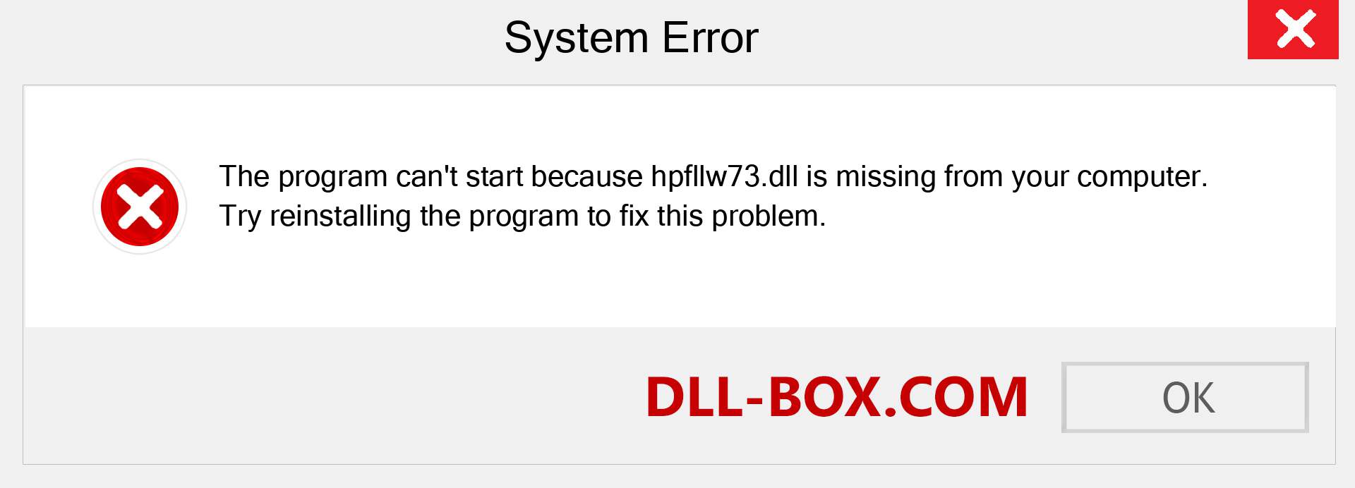  hpfllw73.dll file is missing?. Download for Windows 7, 8, 10 - Fix  hpfllw73 dll Missing Error on Windows, photos, images